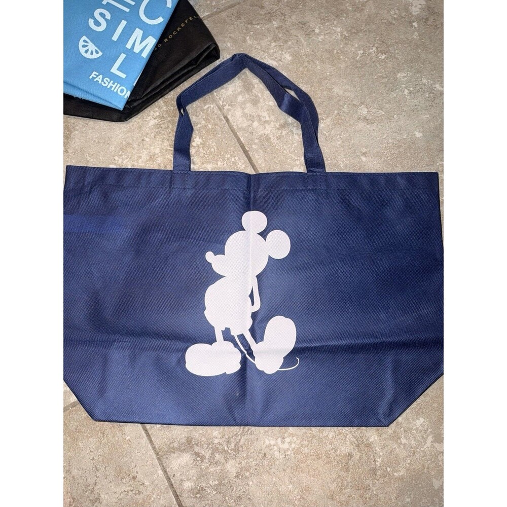 Disney store Mickey Mouse reusable shopping tote bag Navy White Logo Travel